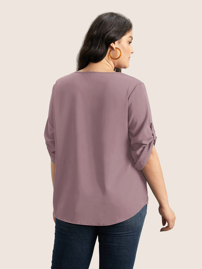 Anti-crease Plain Pleated Sleeve Blouse