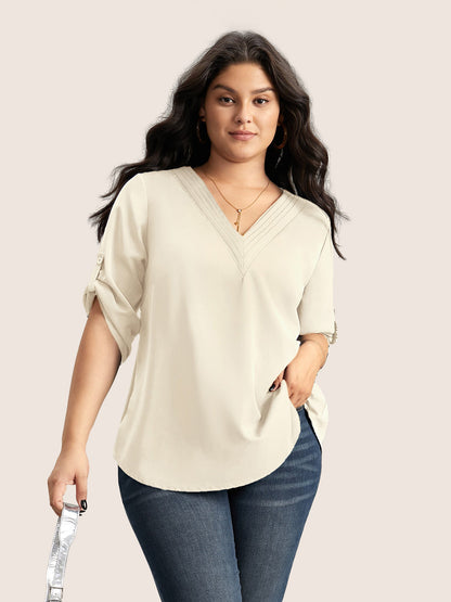 Anti-crease Plain Pleated Sleeve Blouse