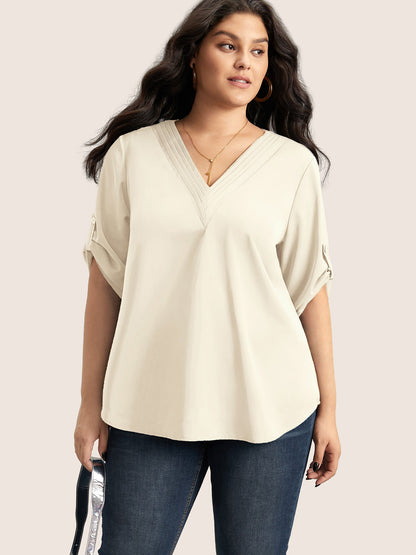 Anti-crease Plain Pleated Sleeve Blouse