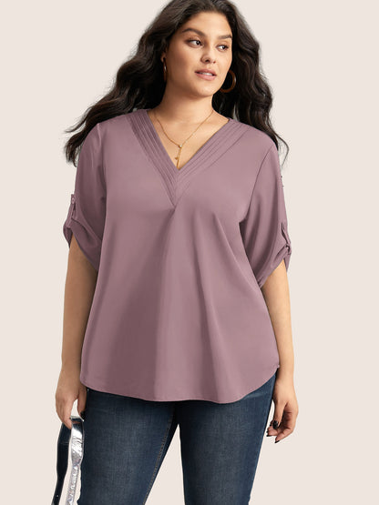 Anti-crease Plain Pleated Sleeve Blouse