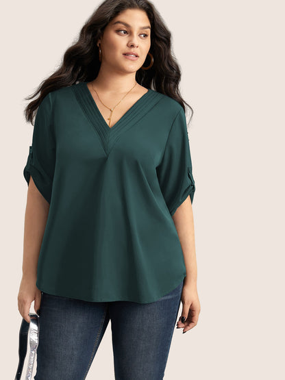 Anti-crease Plain Pleated Sleeve Blouse