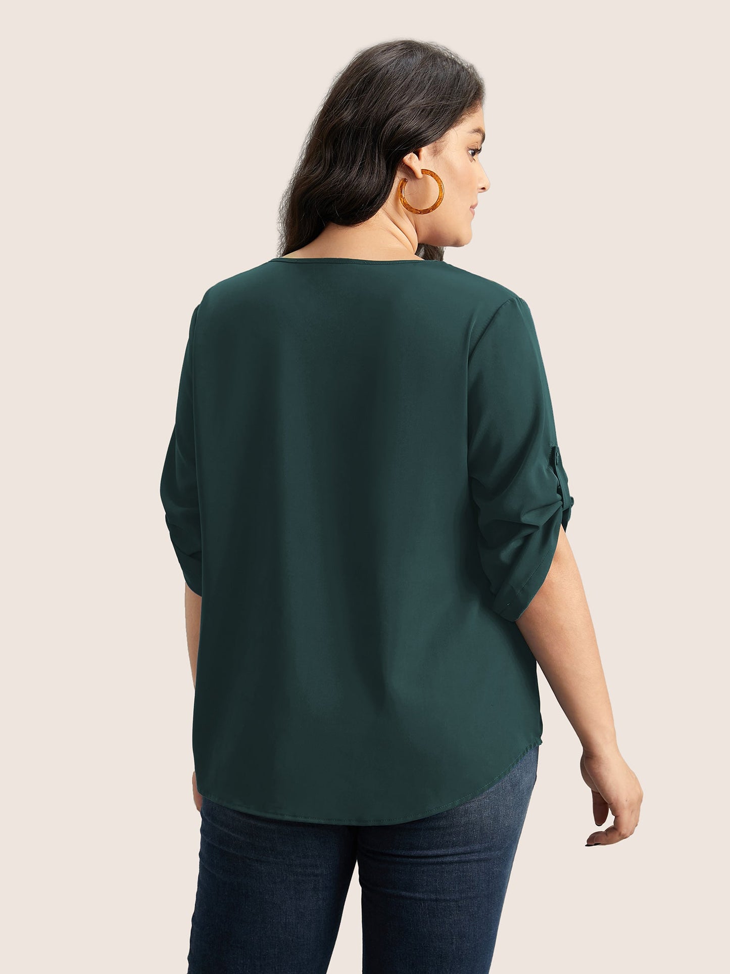 Anti-crease Plain Pleated Sleeve Blouse