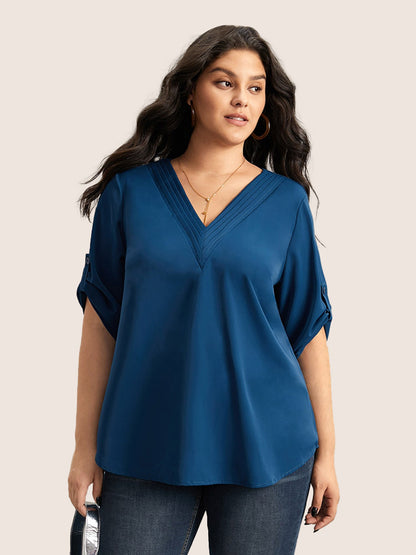 Anti-crease Plain Pleated Sleeve Blouse