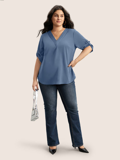 Anti-crease Plain Pleated Sleeve Blouse