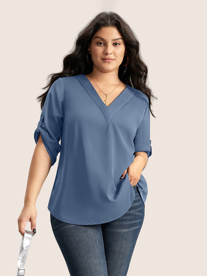 Anti-crease Plain Pleated Sleeve Blouse