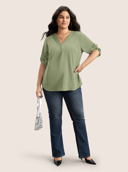 Anti-crease Plain Pleated Sleeve Blouse