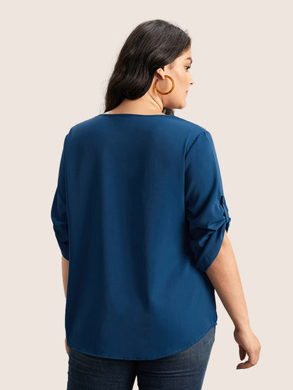 Anti-crease Plain Pleated Sleeve Blouse