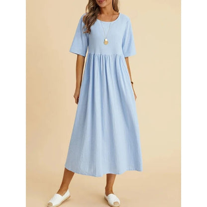 CARMEN - CASUAL O-NECK DRESS IN COTTON