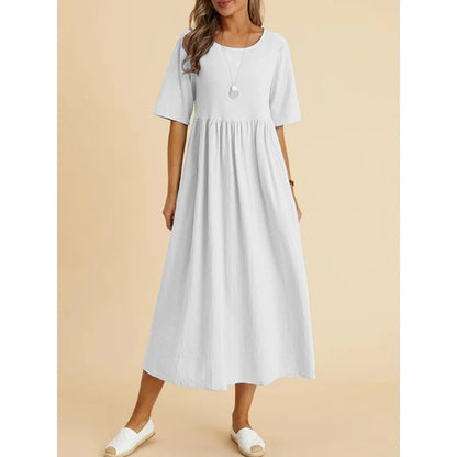 CARMEN - CASUAL O-NECK DRESS IN COTTON