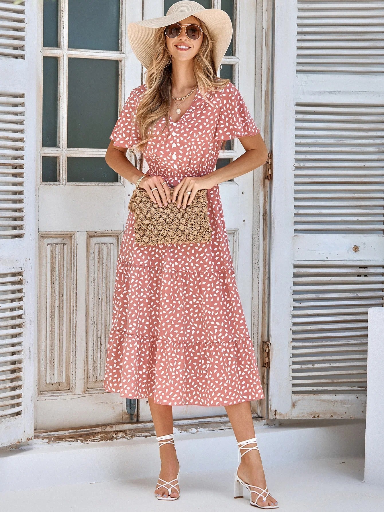 Evie - Short sleeve vintage midi dress