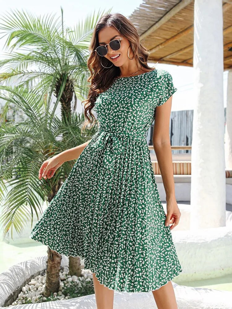 Ellia - Floral dress with high waist