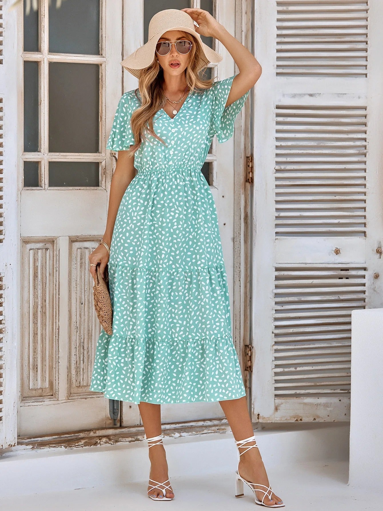 Evie - Short sleeve vintage midi dress