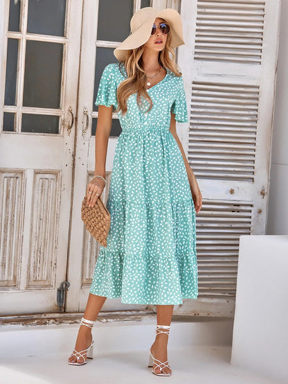 Evie - Short sleeve vintage midi dress