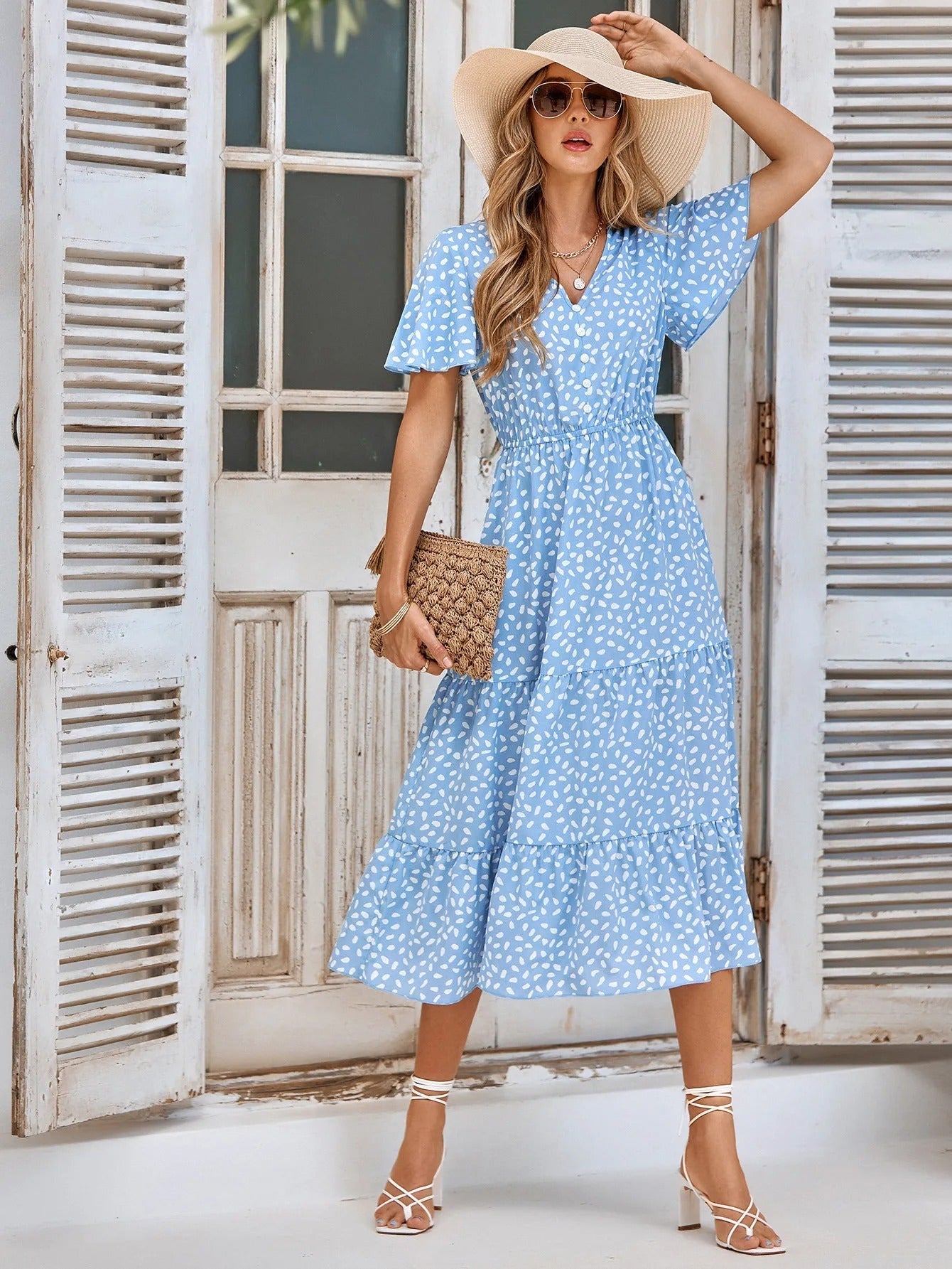 Evie - Short sleeve vintage midi dress