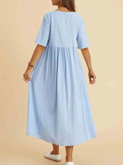 CARMEN - CASUAL O-NECK DRESS IN COTTON