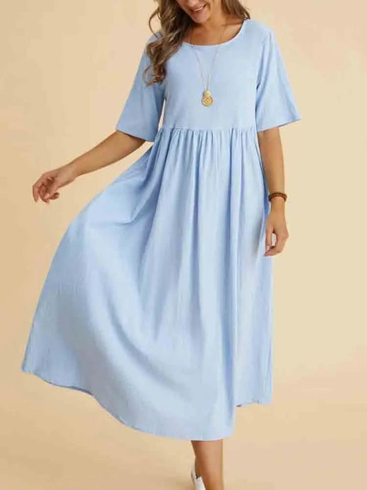 CARMEN - CASUAL O-NECK DRESS IN COTTON