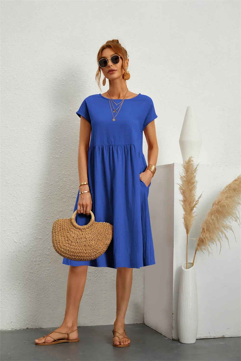 OLIVIA - O-NECK CASUAL SUMMER DRESS WITH LOOSE FIT