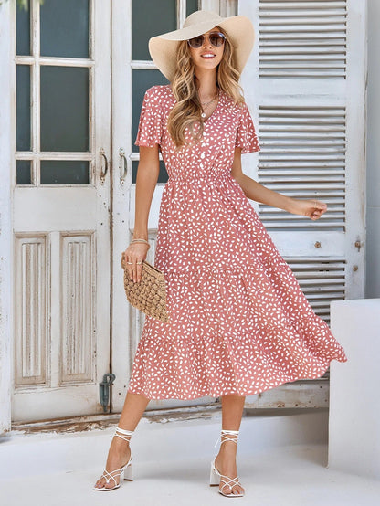 Evie - Short sleeve vintage midi dress