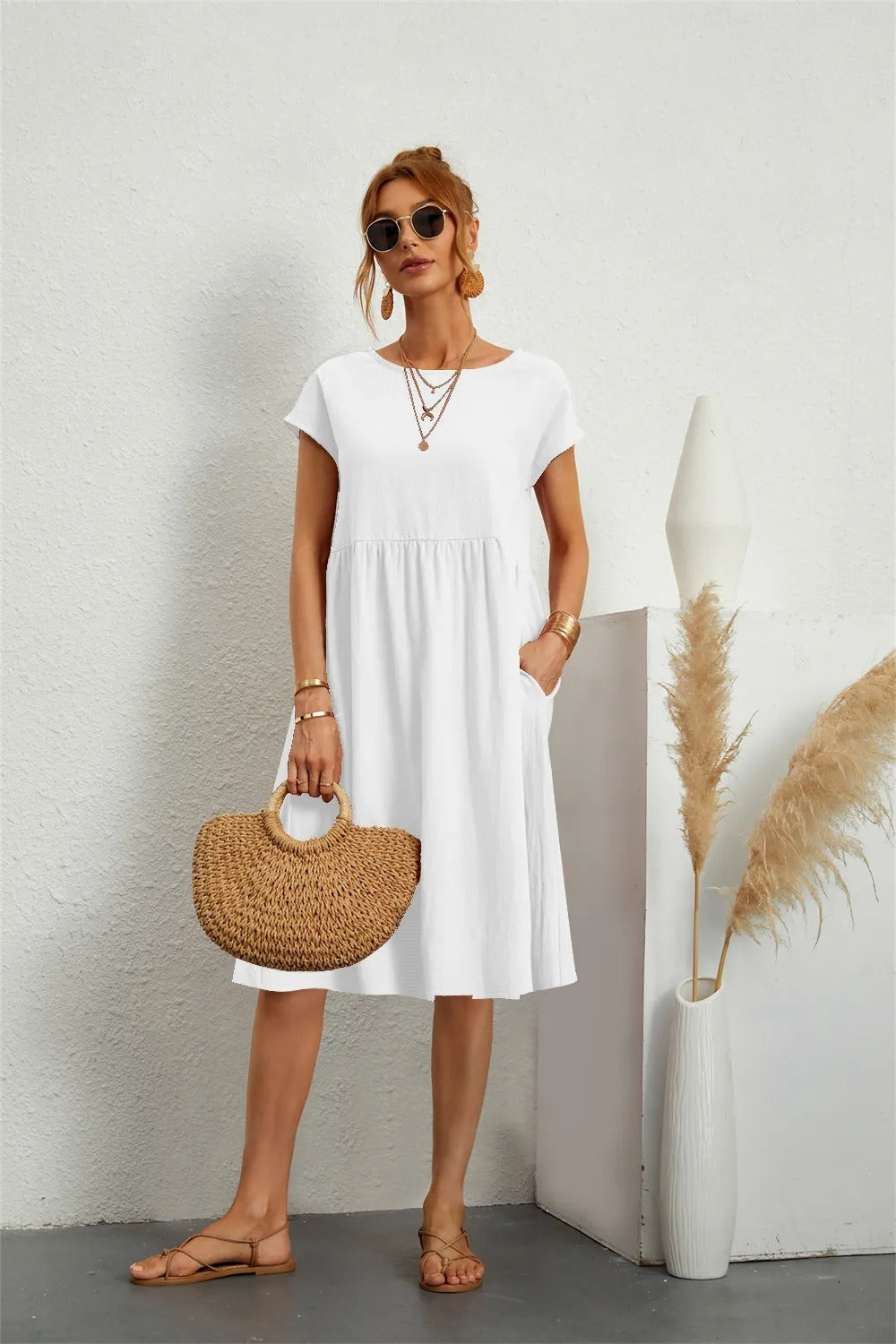 OLIVIA - O-NECK CASUAL SUMMER DRESS WITH LOOSE FIT