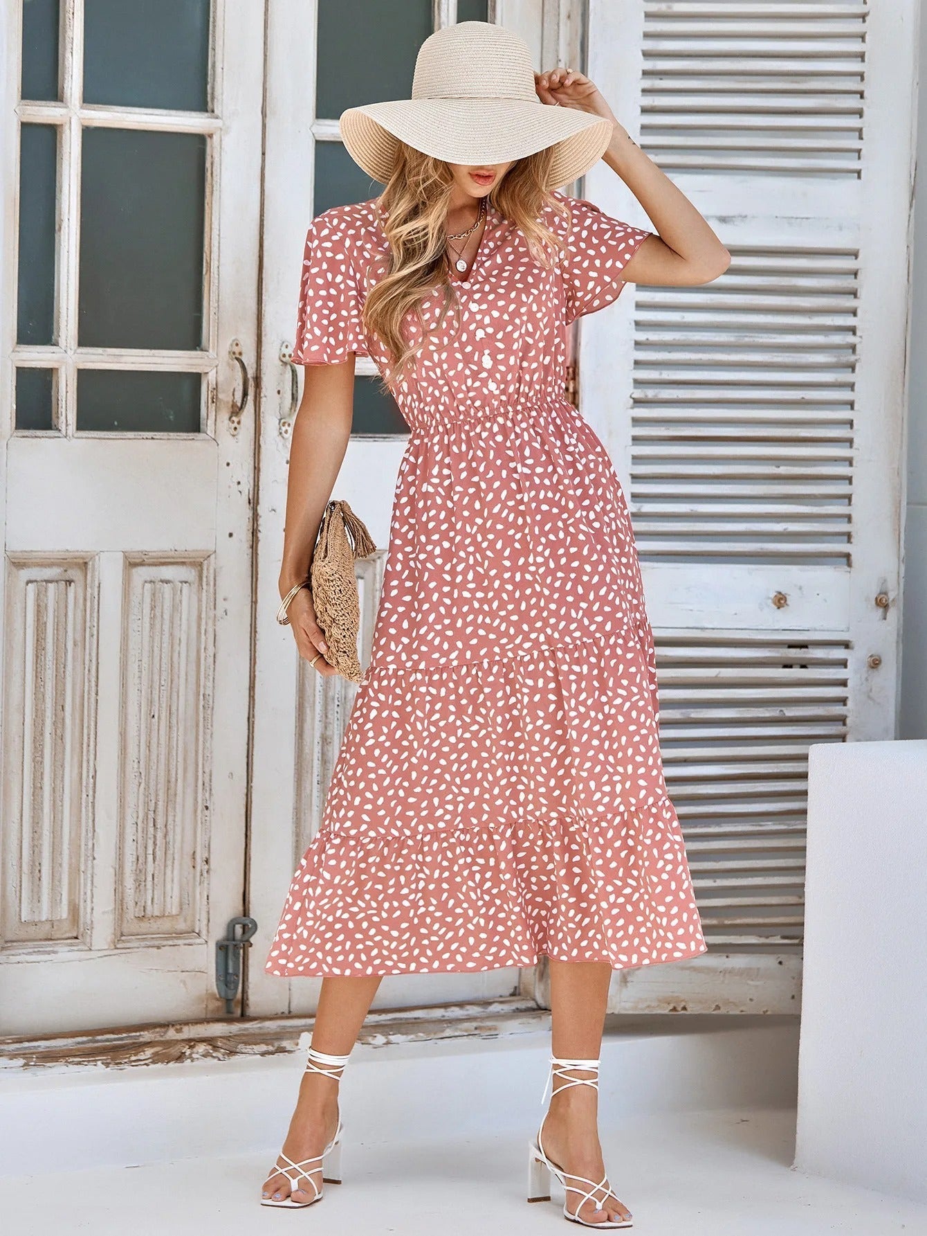 Evie - Short sleeve vintage midi dress