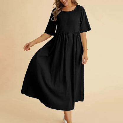 CARMEN - CASUAL O-NECK DRESS IN COTTON