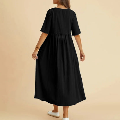 CARMEN - CASUAL O-NECK DRESS IN COTTON